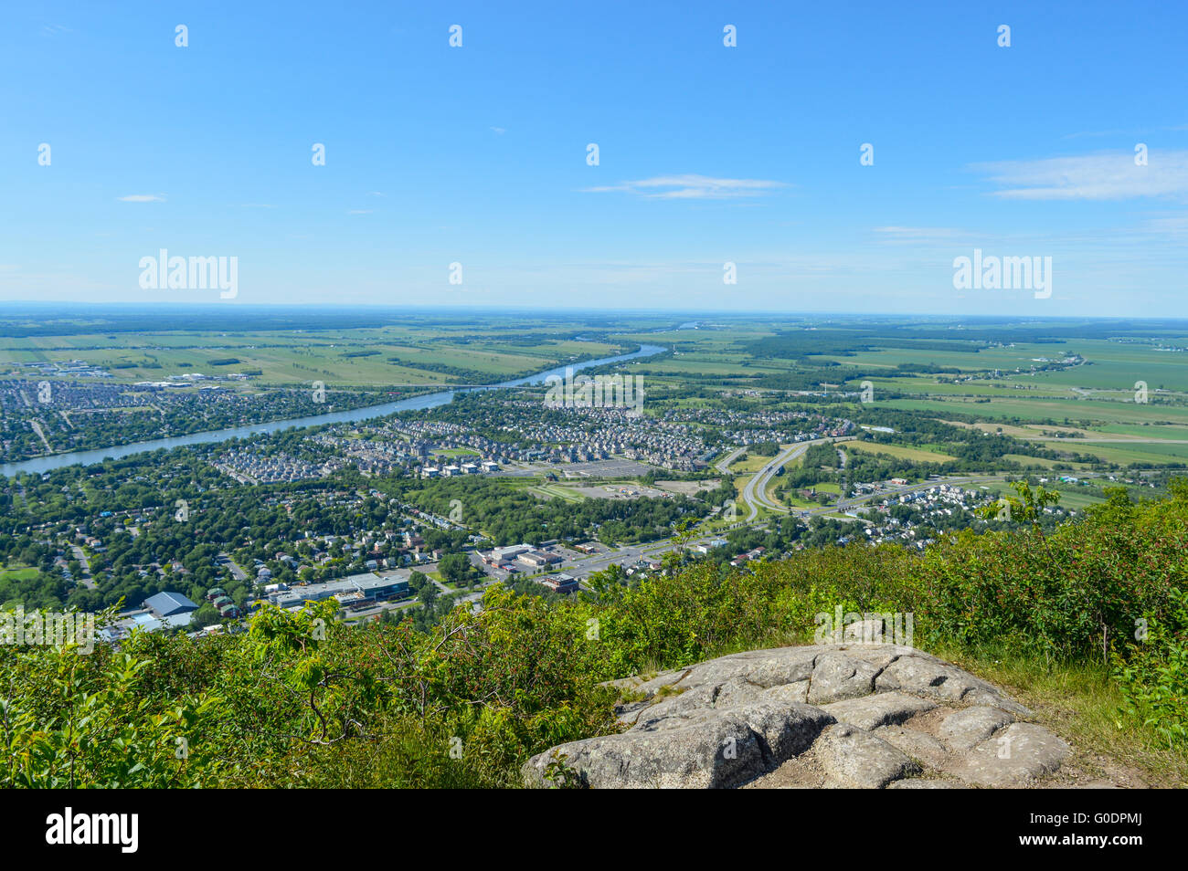 Blick auf Mont Saint Hilaire, Quebec, Kanada Stockfoto