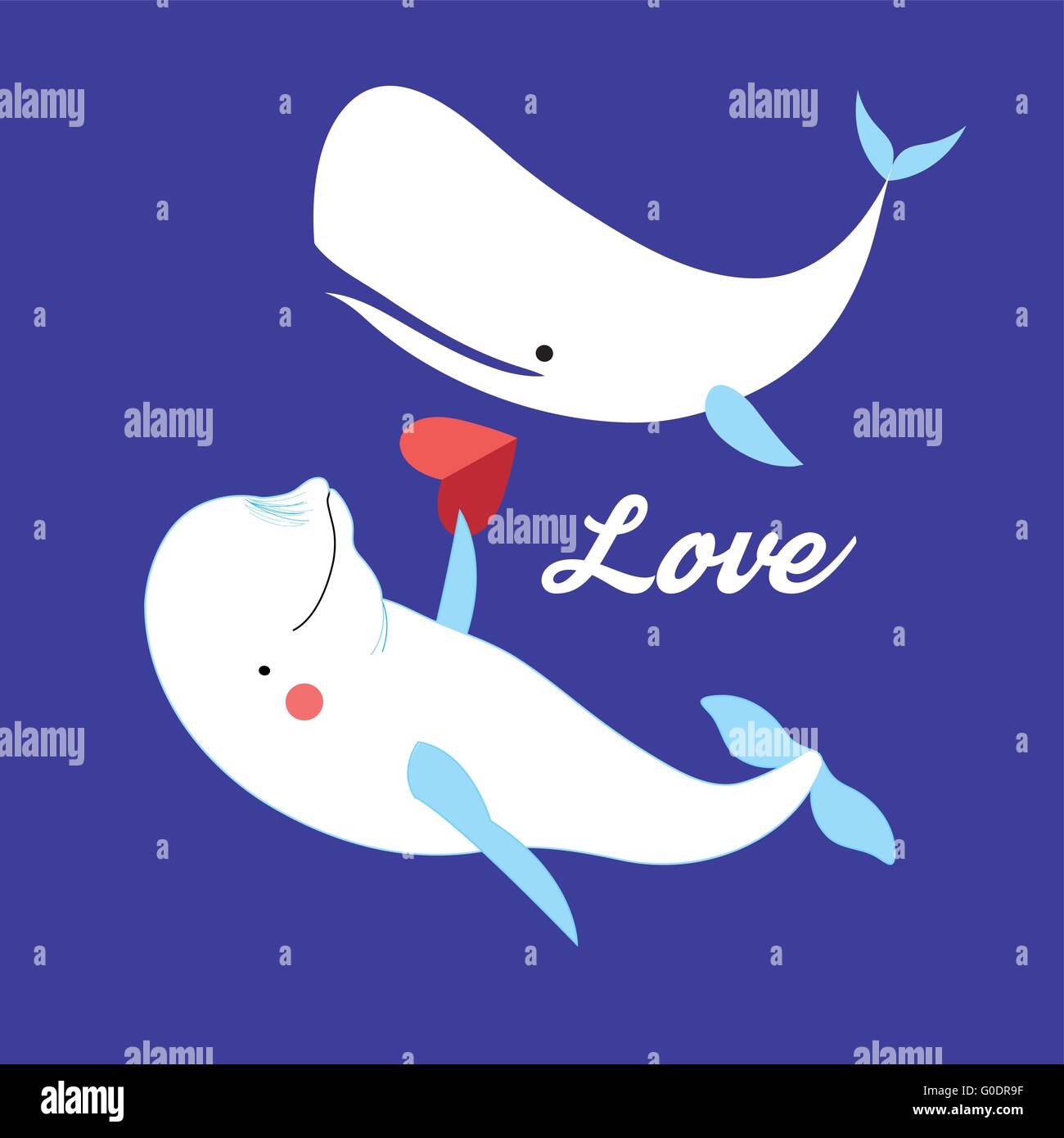 Illustration des weißen Walen in der Liebe Stock Vektor
