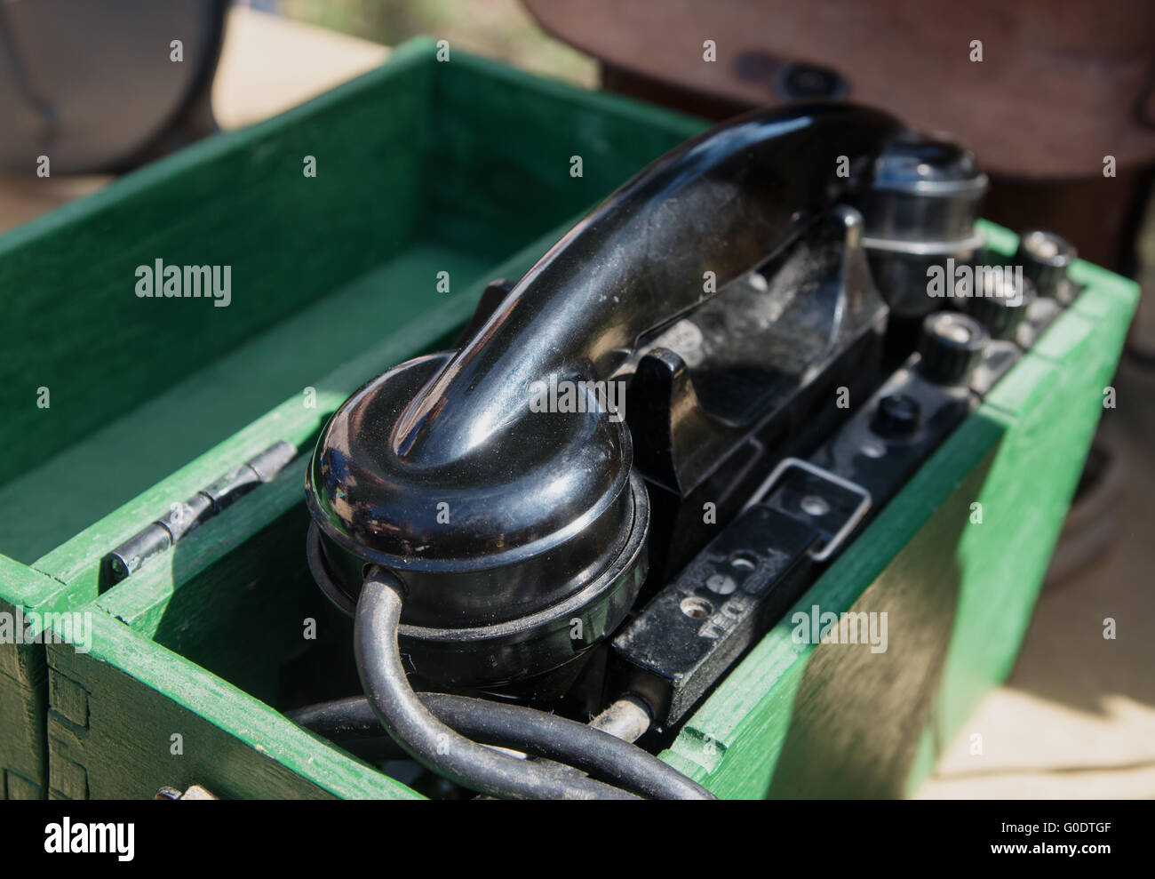 Altes Telefon Krieg Stockfoto