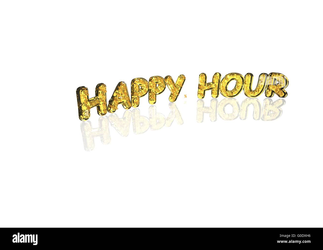 Wort-Happy Hour von Prozentsatz Symbolen gemacht. Stockfoto