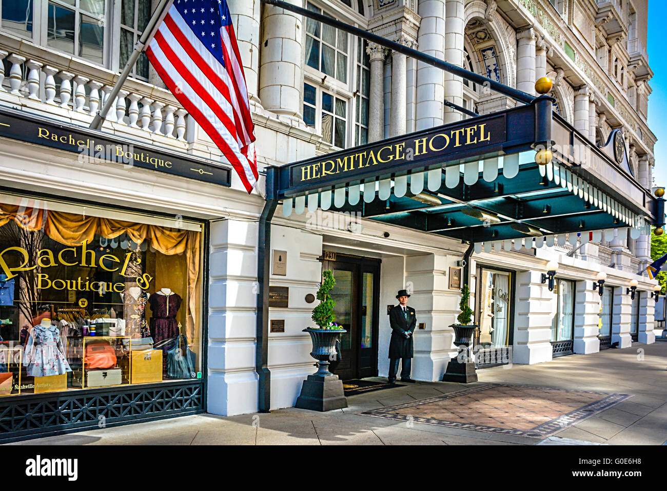 Die historischen Beaux-Arts-Stil Hermitage Hotel vor Ort in Nashville, TN, bleibt eine führende Luxus-Destination in der Nähe das State capitol Stockfoto