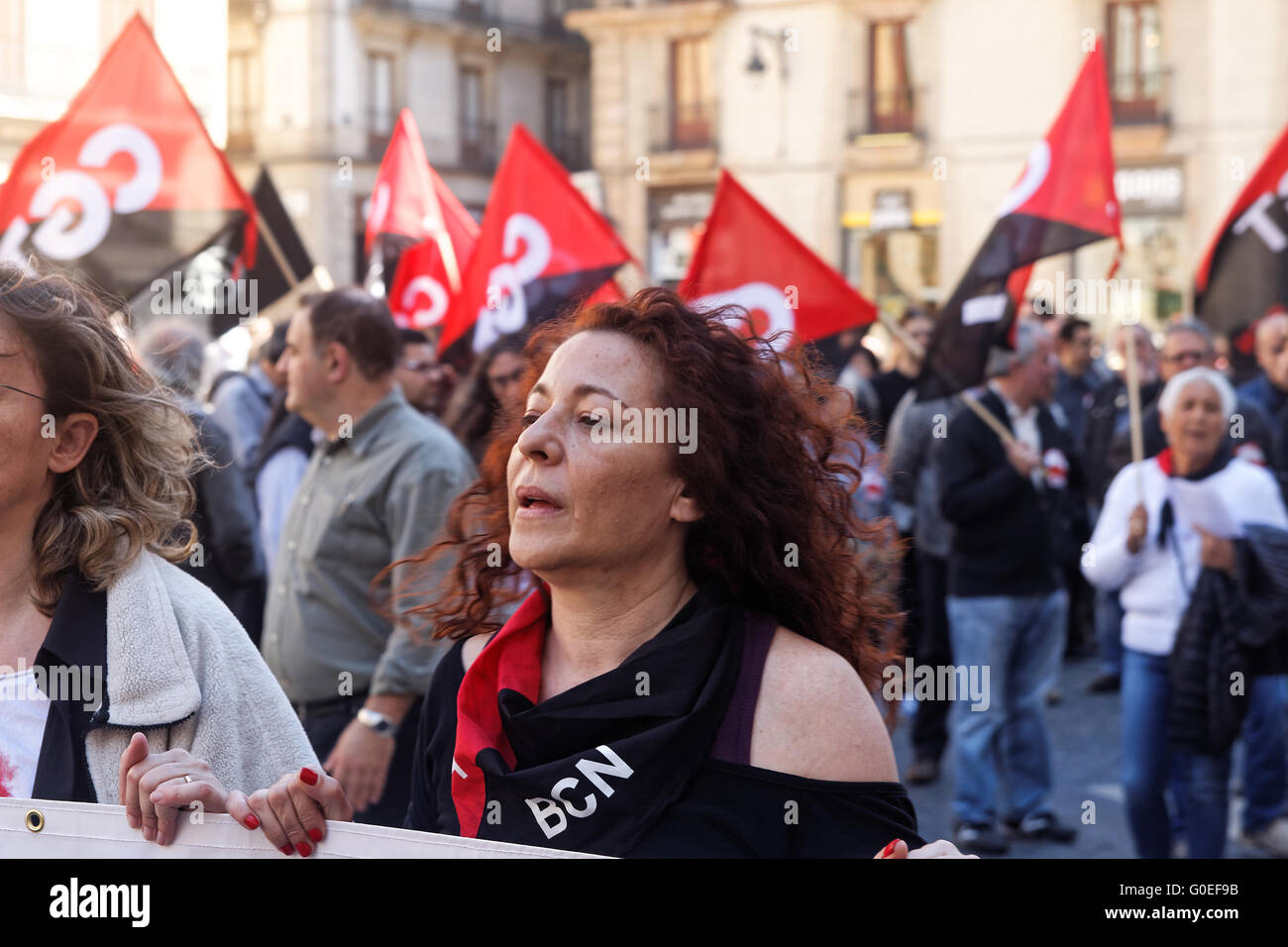 Gewerkschaft CGT demonstating während der 1. Mai 2016 Festlichkeiten Stockfoto