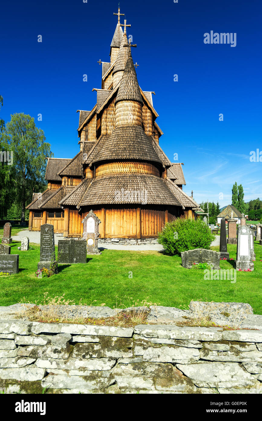 Stabkirche in Tveitanbakkane Stockfoto