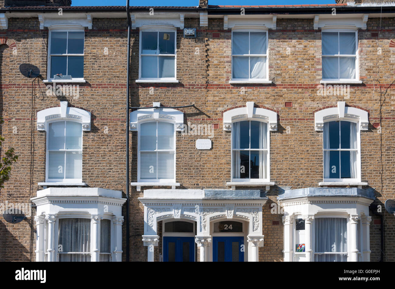 Viktorianischen Reihenhaus Häuser, Oxford Road, Finsbury Park, London Borough of Haringey, Greater London, England, Vereinigtes Königreich Stockfoto