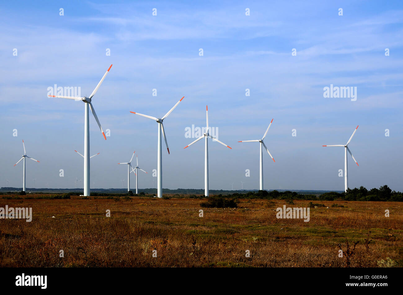 Windkraftanlagen in Bulgarien Stockfoto