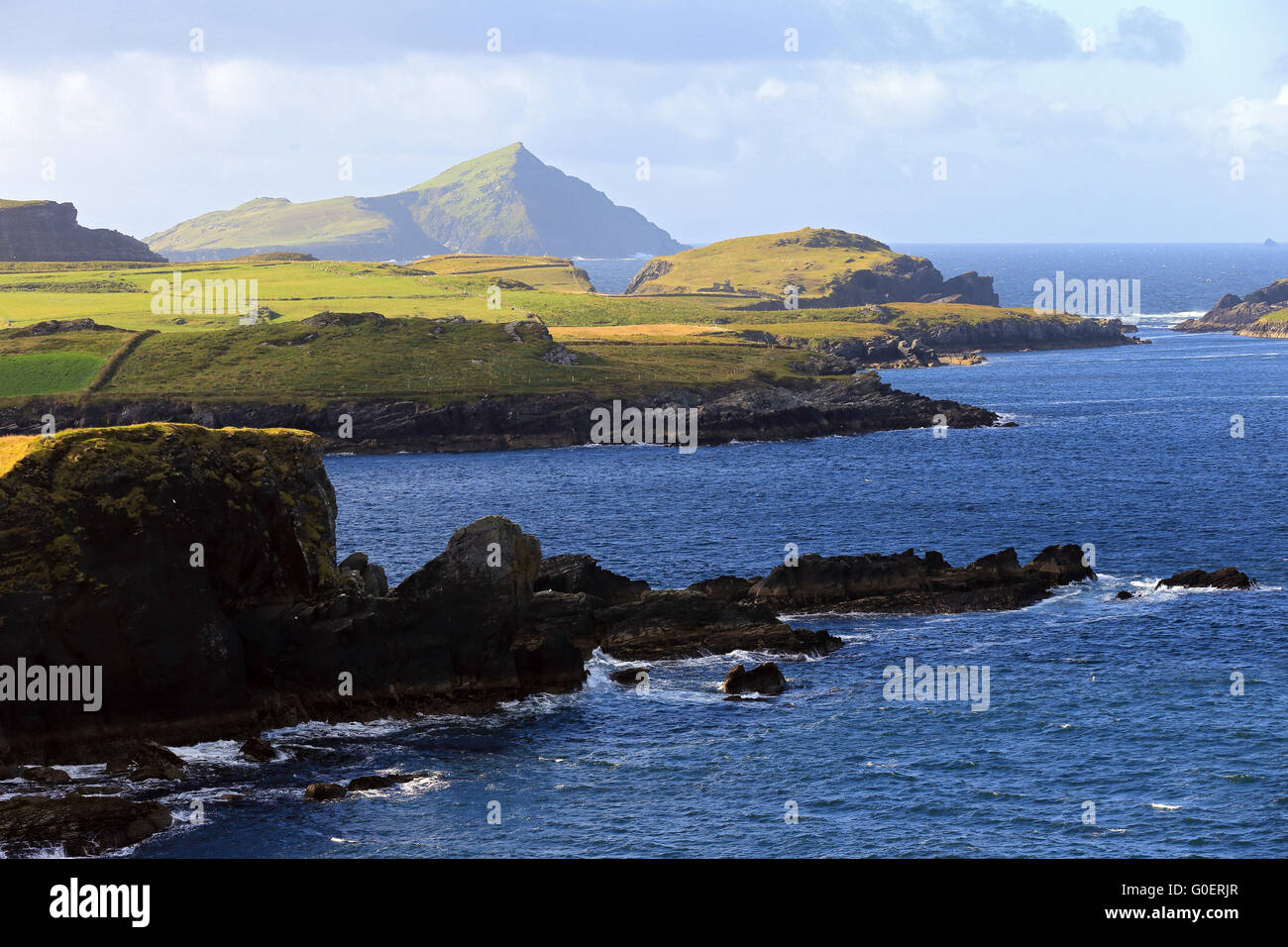 Küstenlandschaft in der Nähe von Portmagee, Kerry, Irland Stockfoto