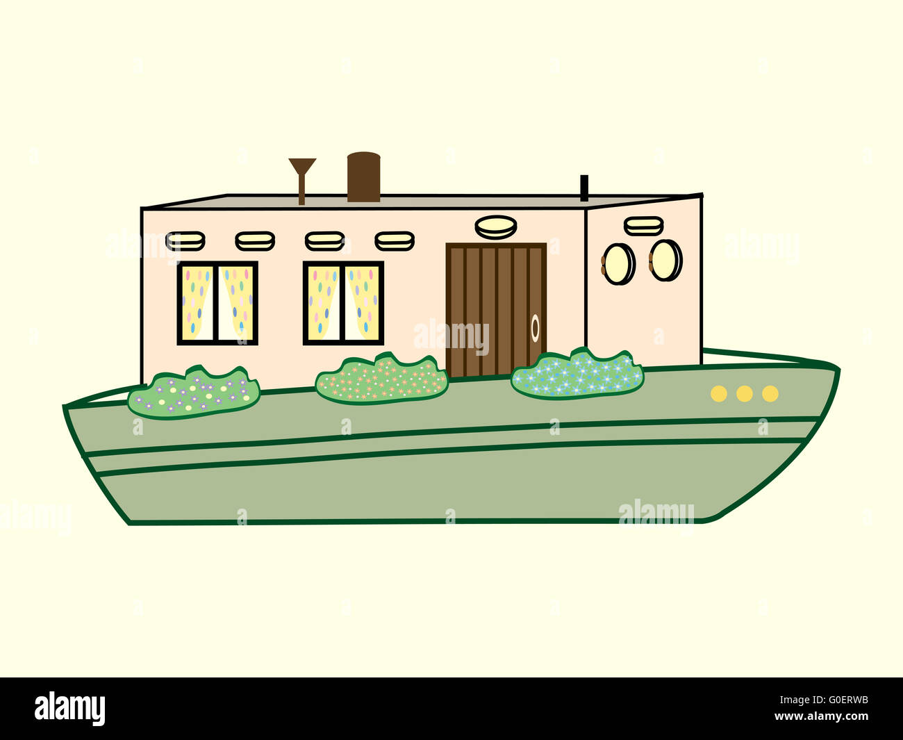 Fluss-Haus-Farbe-Wasser-transport Stockfoto