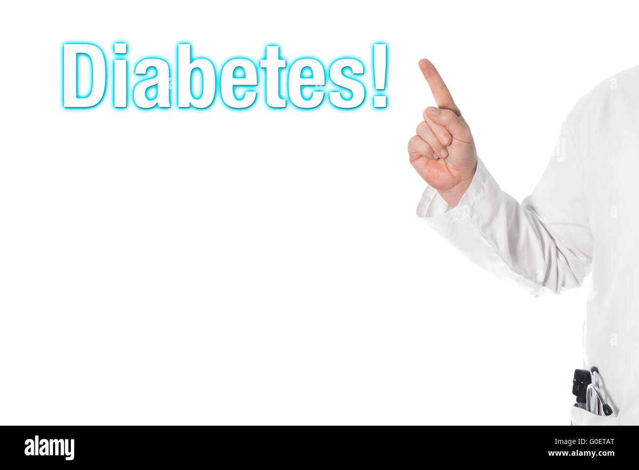 Arzt zeigt auf einen Titel (Diabetes) Stockfoto