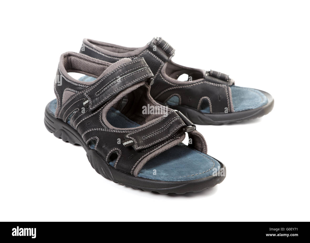 Sommer Herren Sandalen isoliert auf weißem Hintergrund Stockfoto