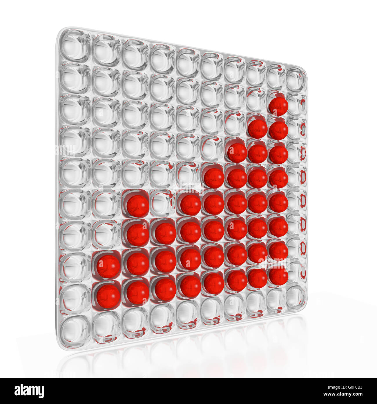 Wachstum Balkendiagramm der roten Kugeln auf silbernen Tablett Stockfoto