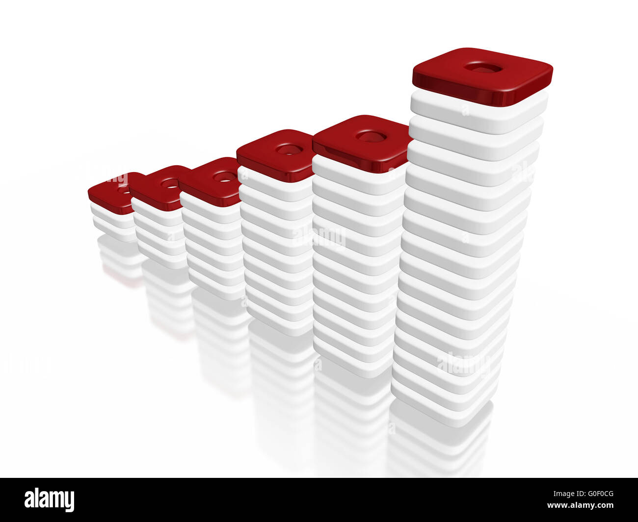 Rote und weiße Blöcke Business Wachstum Balkendiagramm Stockfoto