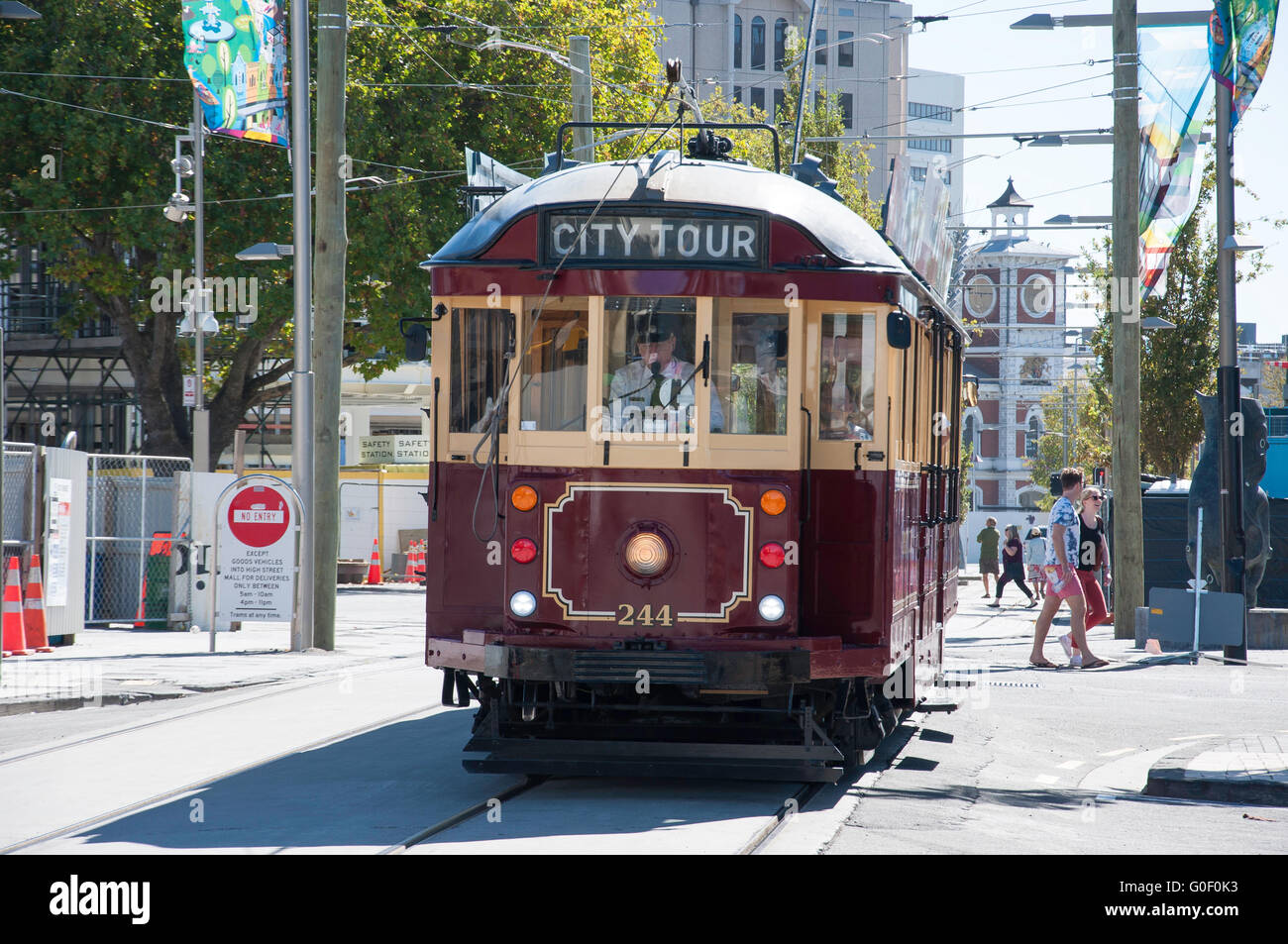 Christchurch Erbe Straßenbahn, High Street, Christchurch, Canterbury, Neuseeland Stockfoto