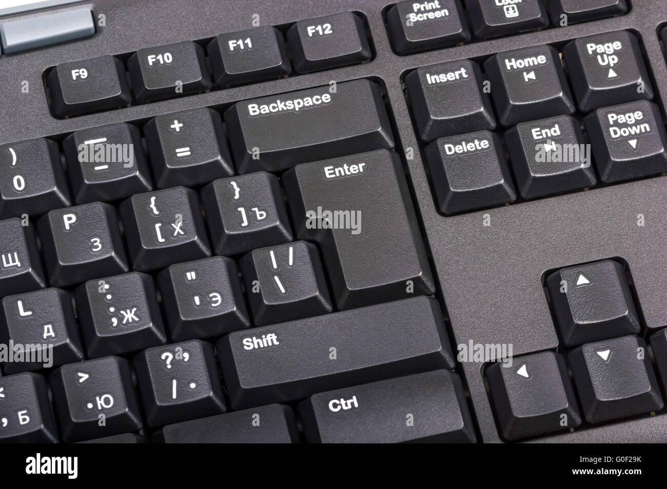 Computer-Tastatur mit russischen Buchstaben und geben Sie Stockfotografie -  Alamy