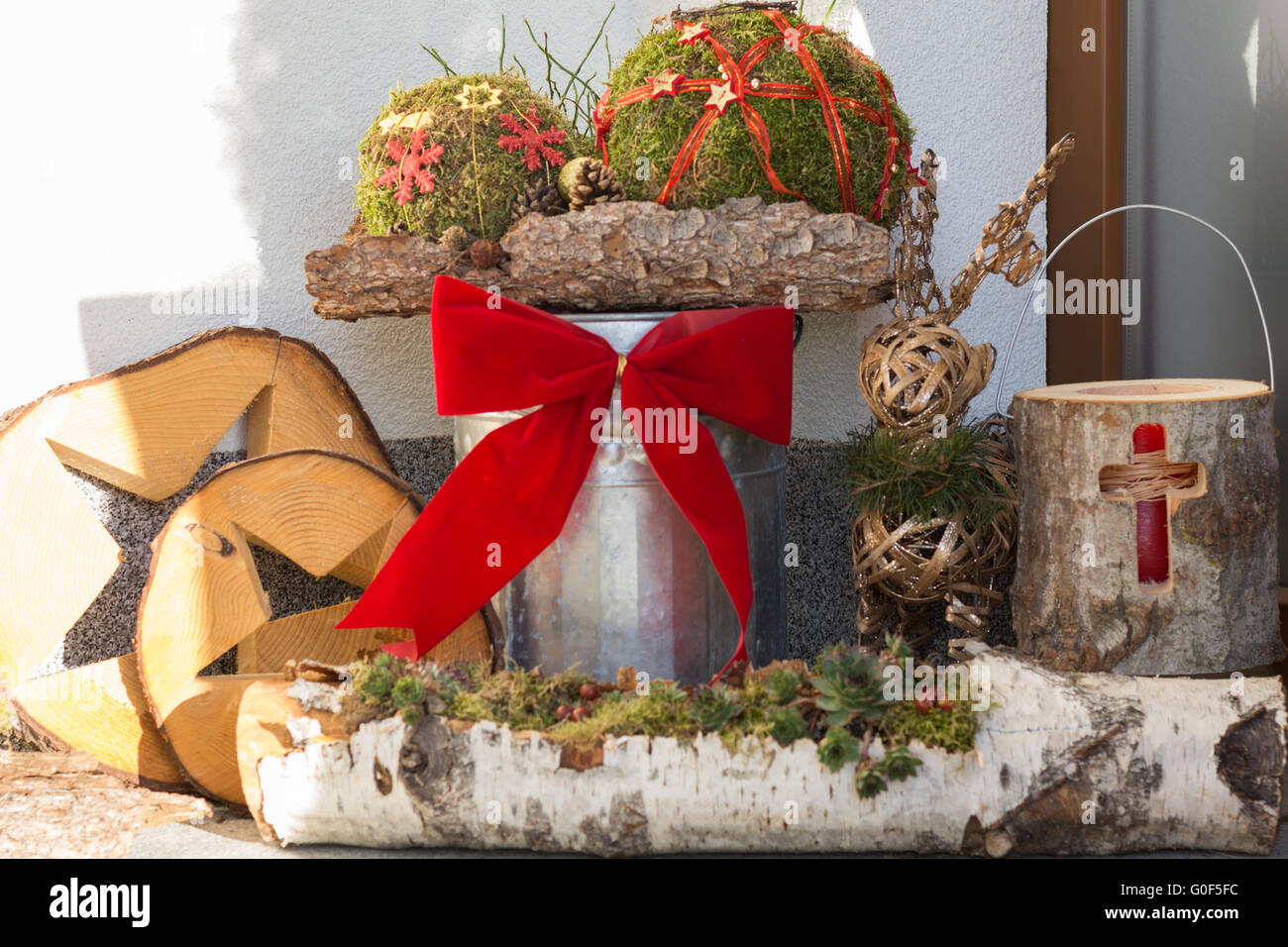 Außendekoration Weihnachten nächsten Eingang Stockfotografie