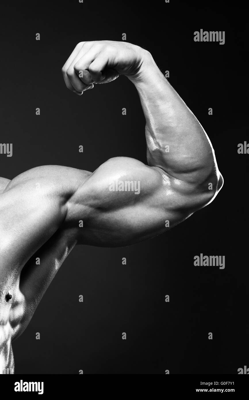 muskulösen menschlichen männlichen Arm aus Frontansicht Stockfoto