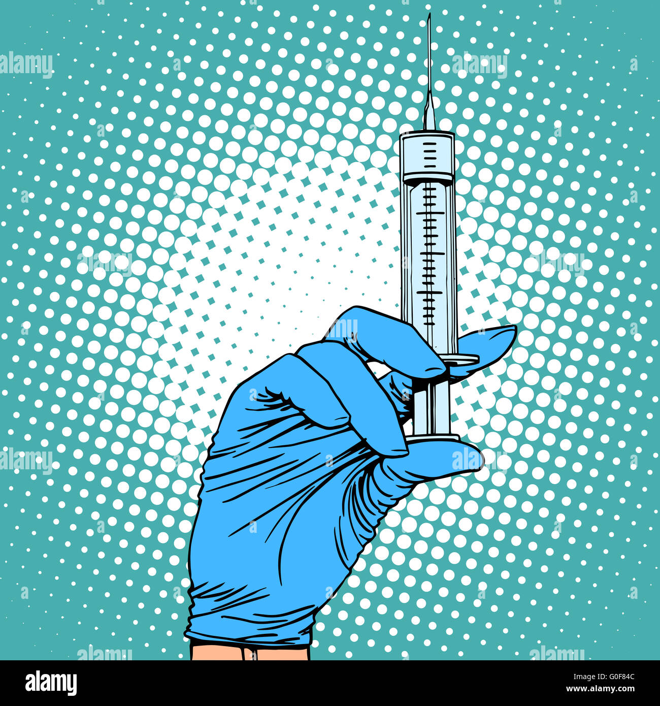 Hand mit einer Spritze Injektion Impfung Medizin Stockfoto