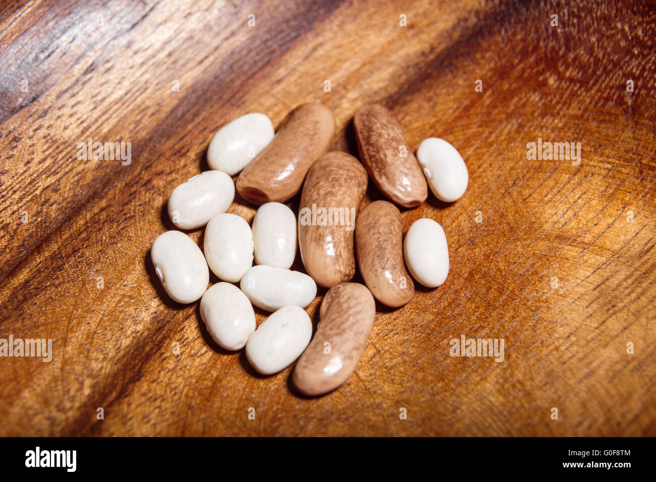 Weiße Bohnen ungekocht Nahaufnahme Makro Stockfoto