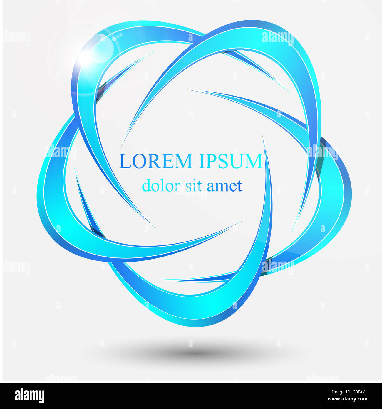 Abstrakte blaue Kugel-Wirbel-Logo. Stockfoto
