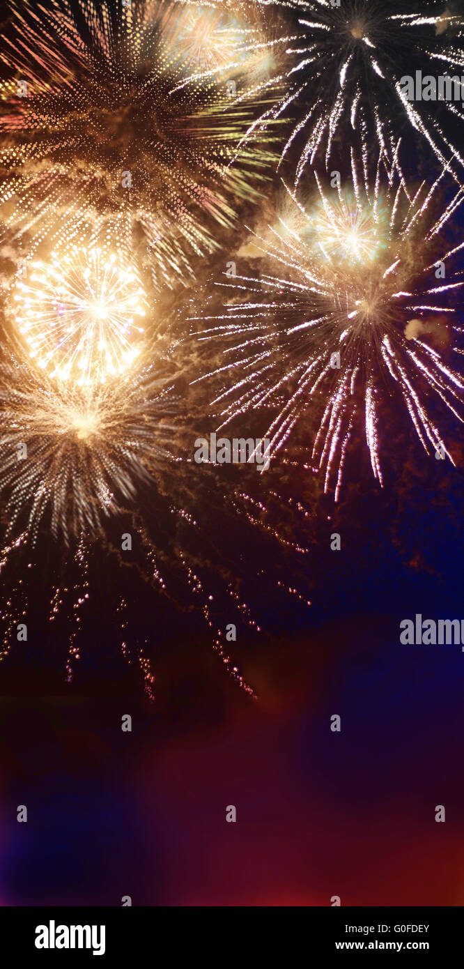 Sterne und Lichter Muster von hellen Feuerwerk Stockfoto