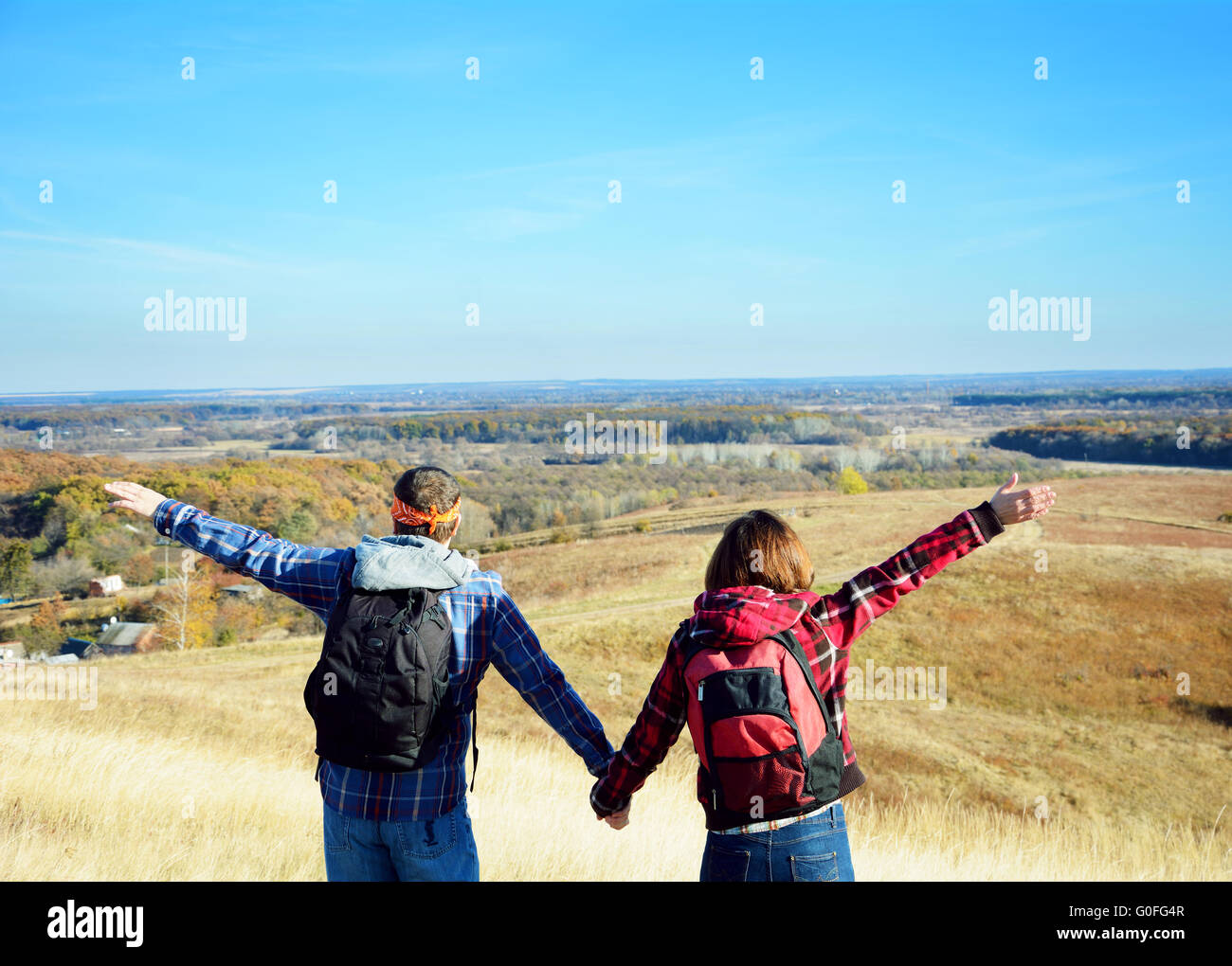 Mann und Frau Wandern Stockfoto