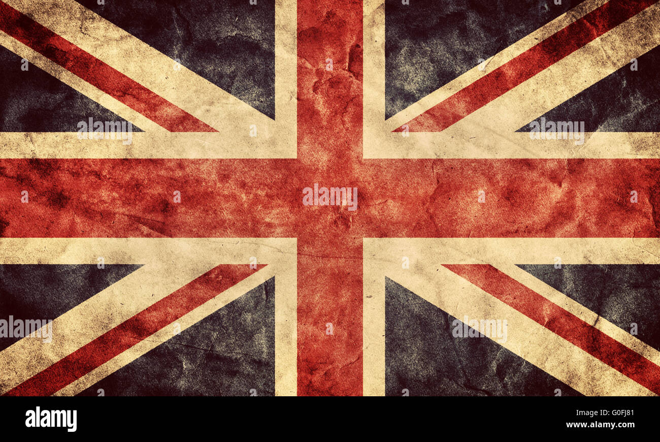 Das Vereinigte Königreich oder Union Jack Grunge-Flag. Jahrgang Stockfoto