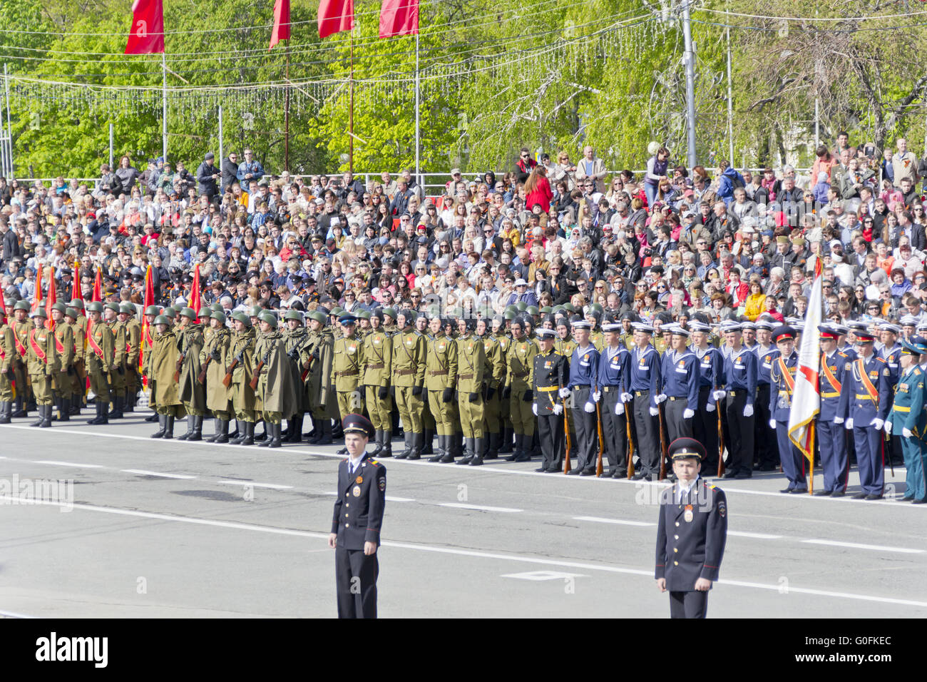 Russische Zeremonie der Eröffnung Militärparade am jährlichen Tag des Sieges Stockfoto