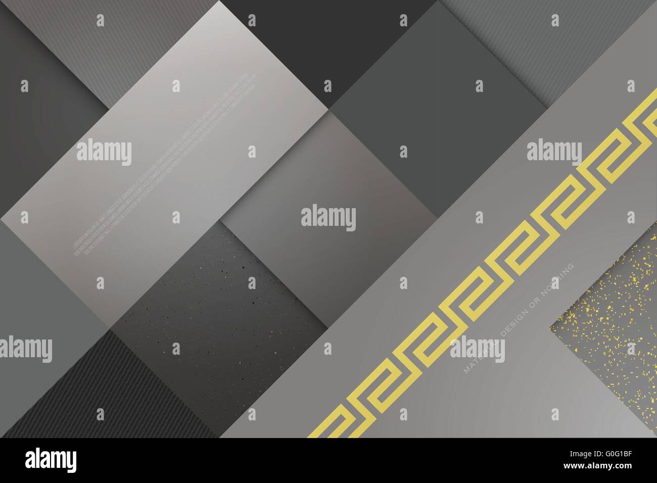 monochromen Hintergrund mit quadratischen Rahmen und klassische, goldenen Ornament. Vektor geometrische, Mode-Tapete. Materialdesign t Stock Vektor
