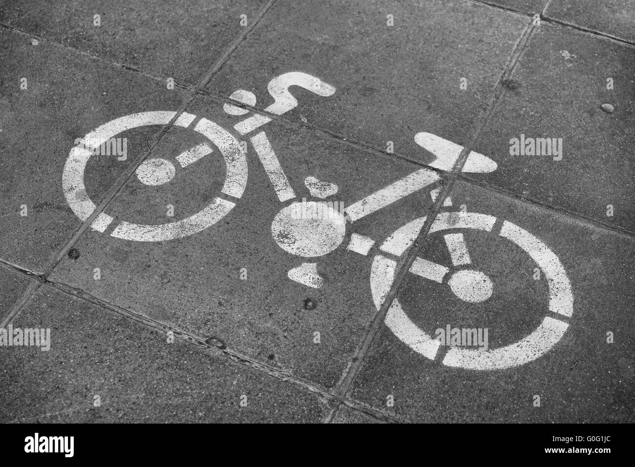 Zeichen für einen Radweg in Köln Stockfoto