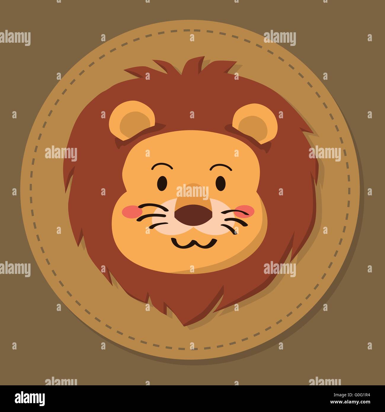 Süße Löwenkopf Cartoon-Maskottchen Stock Vektor