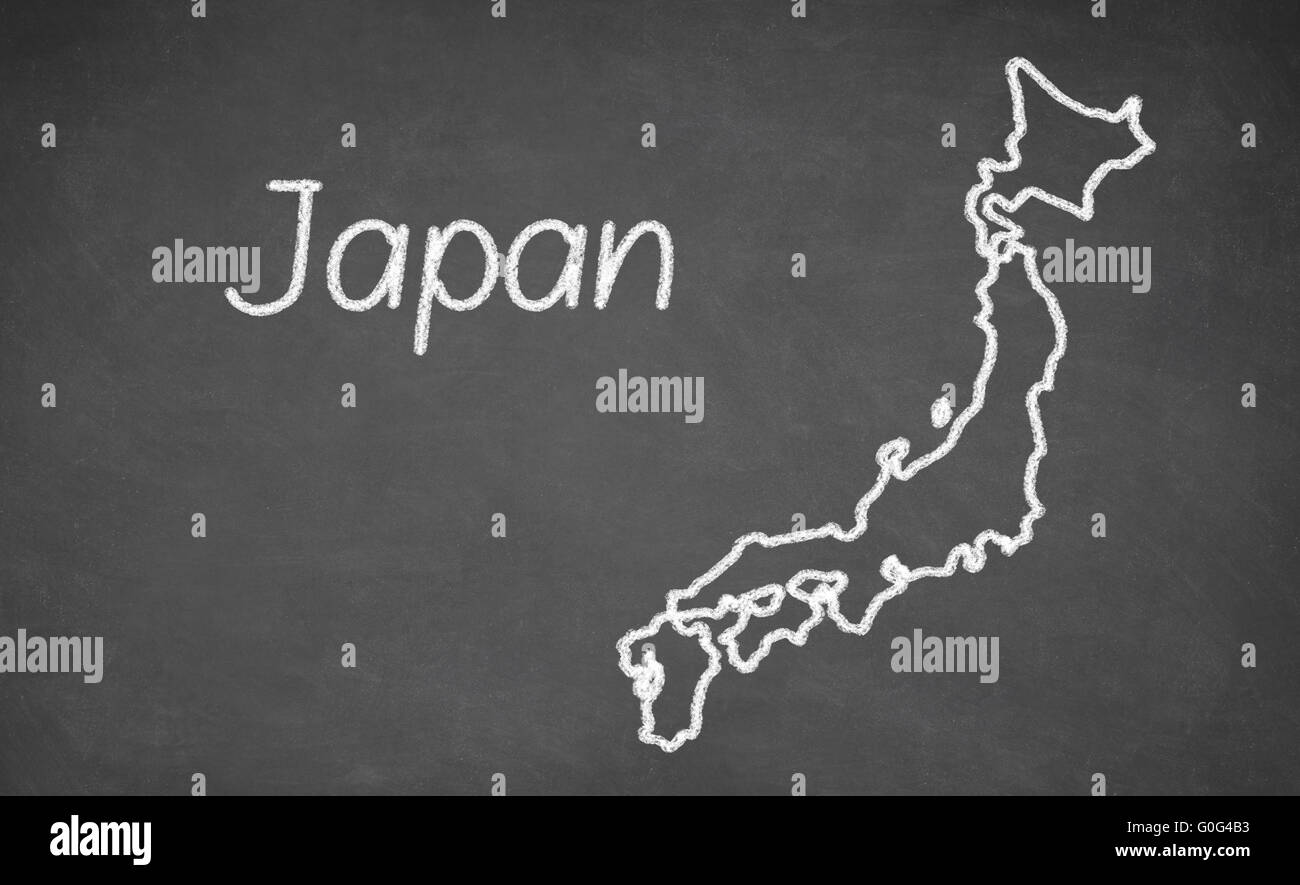 Japan-Karte auf Tafel gezeichnet Stockfoto