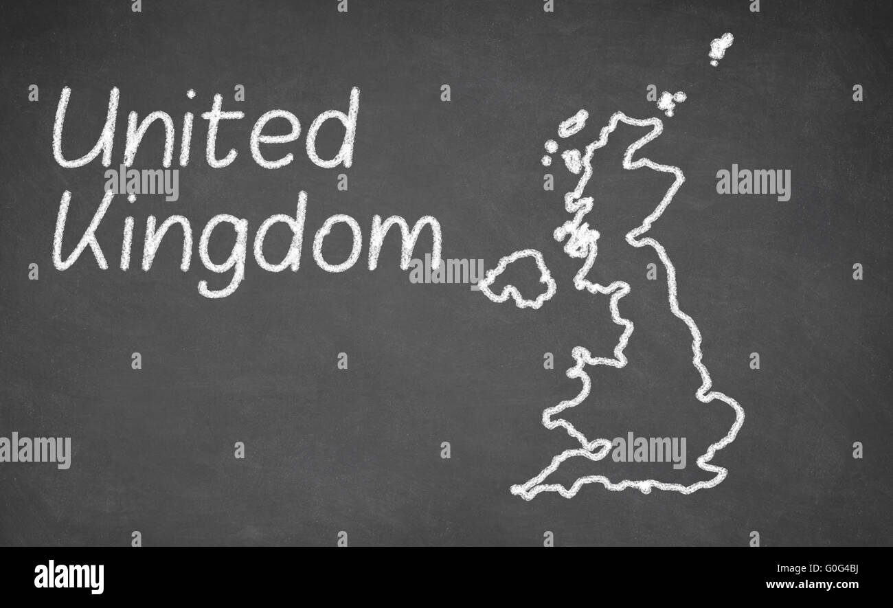 Vereinigtes Königreich-Karte auf Tafel gezeichnet Stockfoto