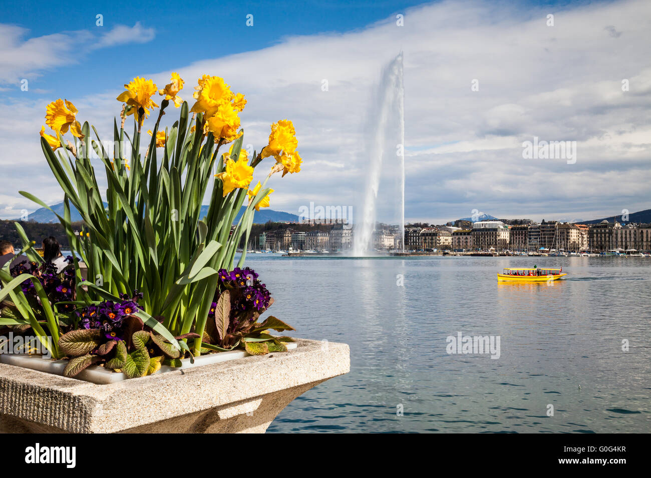 Brunnen am Genfer See Stockfoto