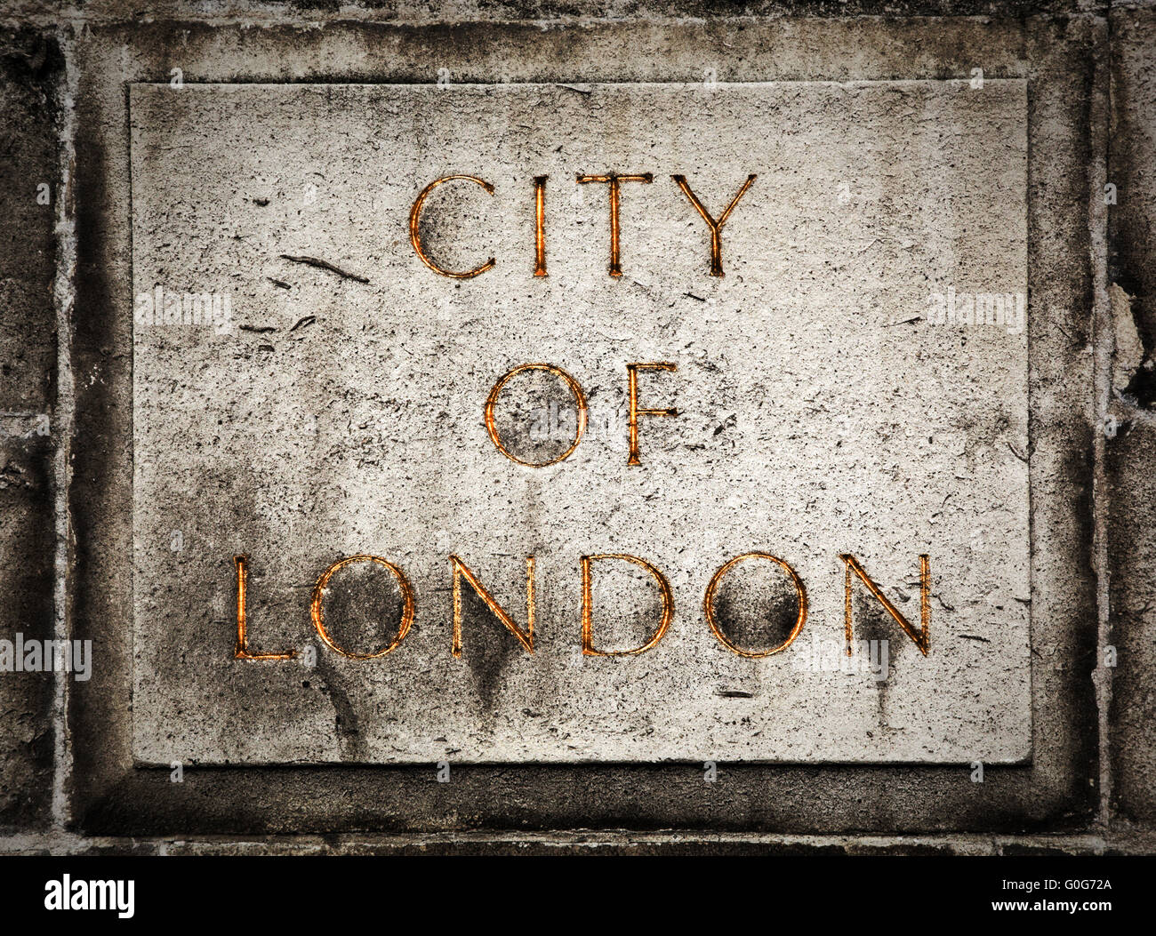 Alten Grunge Steinplatte mit City of London text Stockfoto