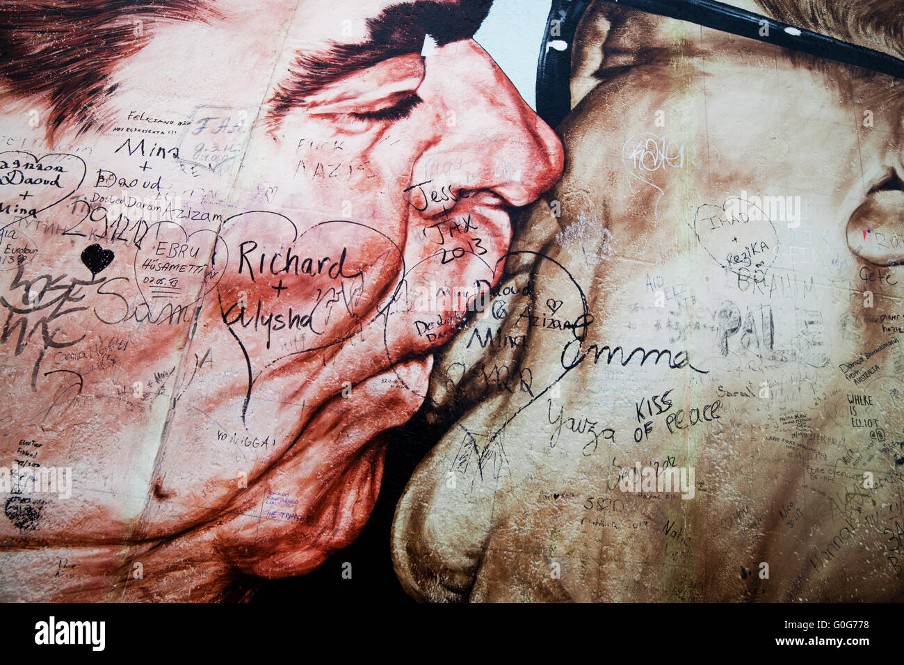 East Side Gallery - Berliner Mauer. Berlin, Deutschland Stockfoto