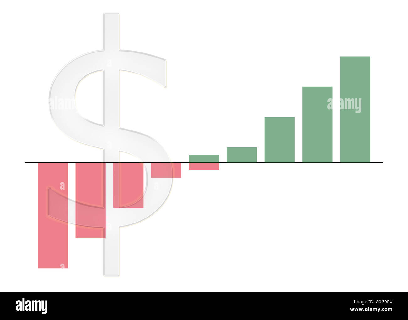 Grafik mit Dollar-Symbol nach oben Stockfoto