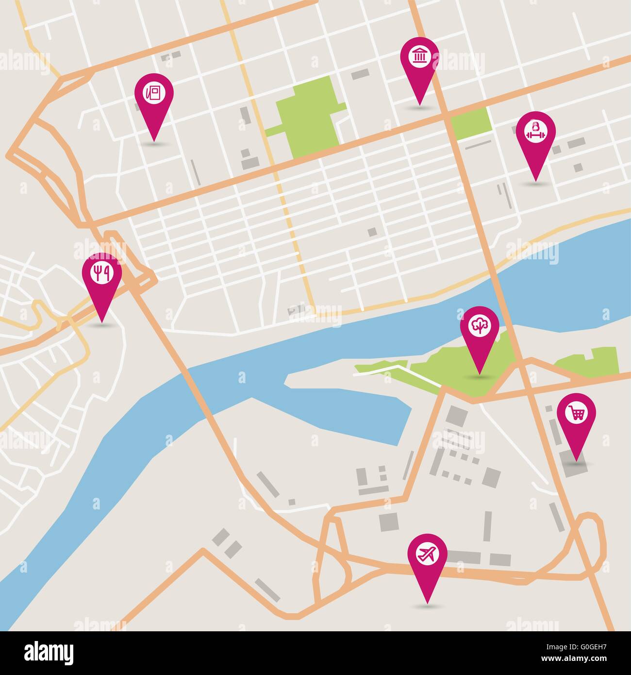 Vektor-Stadtplan Stock Vektor