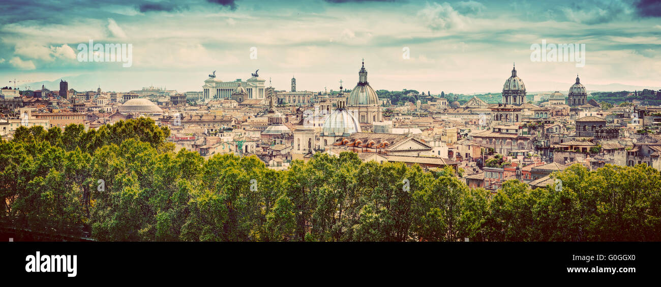 Panorama der antiken Stadt Rom, Italien. Jahrgang Stockfoto