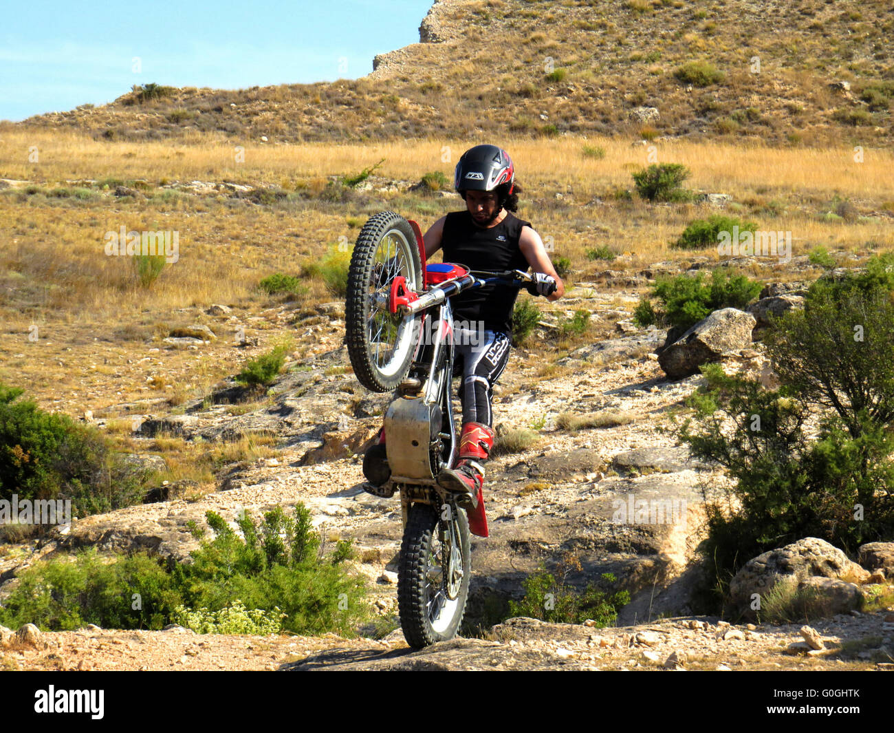 Trial Motocross-Bike in Zaragoza Spanien Stockfoto