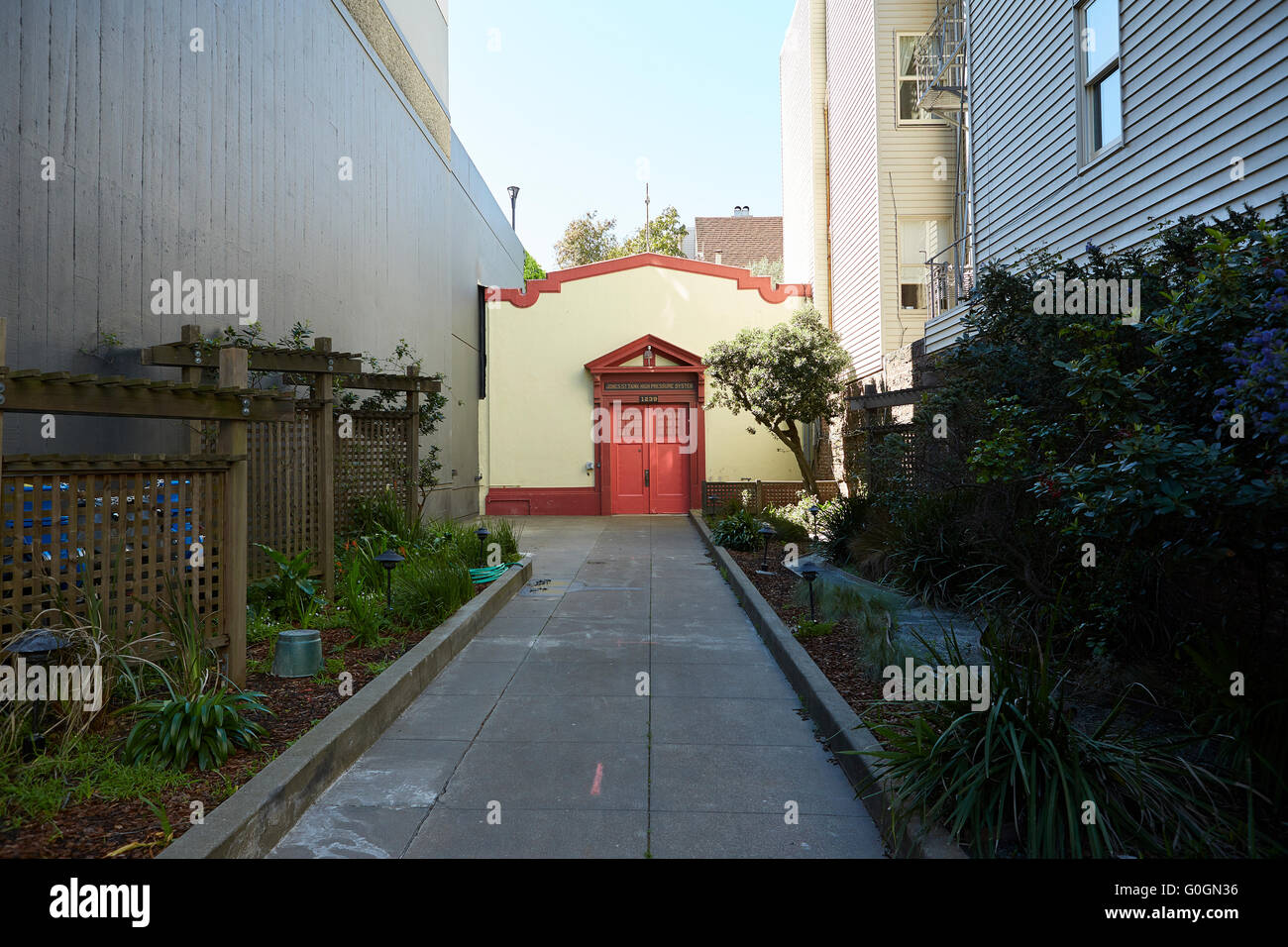 Jones Street Tank hoher Druck System Gebäude auf dem Nob Hill, San Francisco. Stockfoto