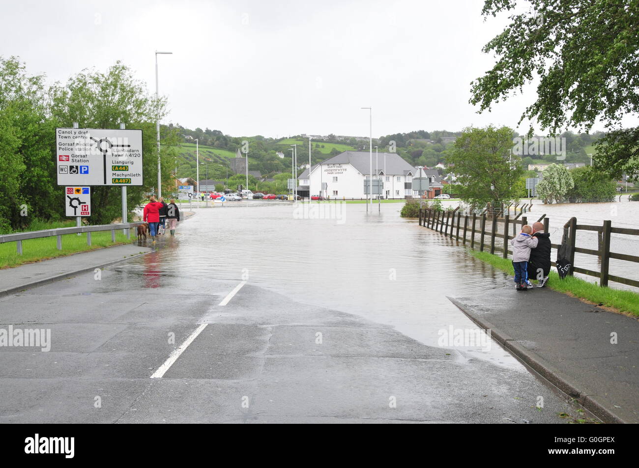 Das Hochwasser von Aberystwyth im Juni 2012 verursacht erhebliche Schäden Stockfoto