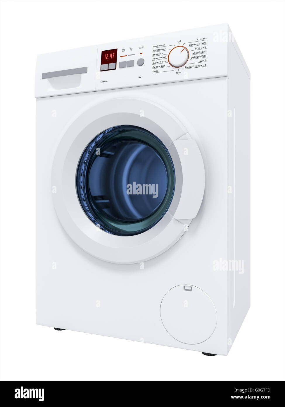 typische Waschmaschine isoliert Stockfoto