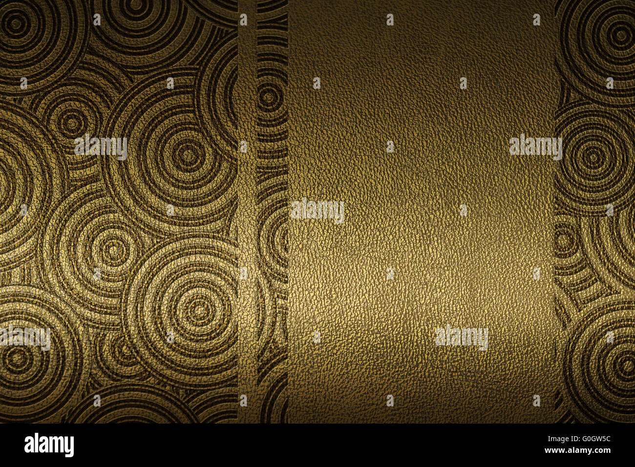 goldenen Textur aus Leder mit geprägtem Patten closeup Stockfoto