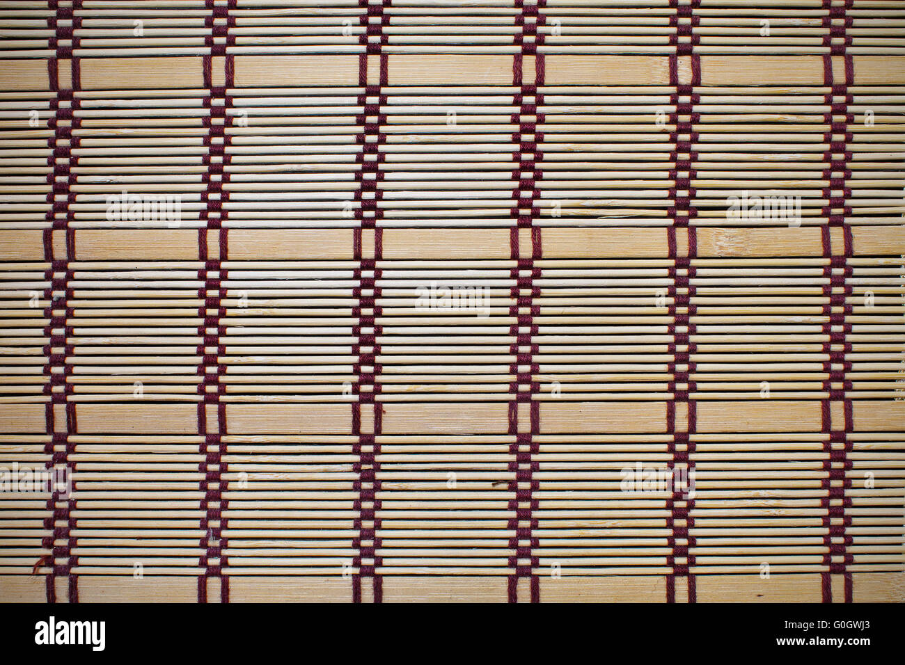Hintergrund Bambus Matte Beige Farbe mit einem Muster Nahaufnahme Stockfoto