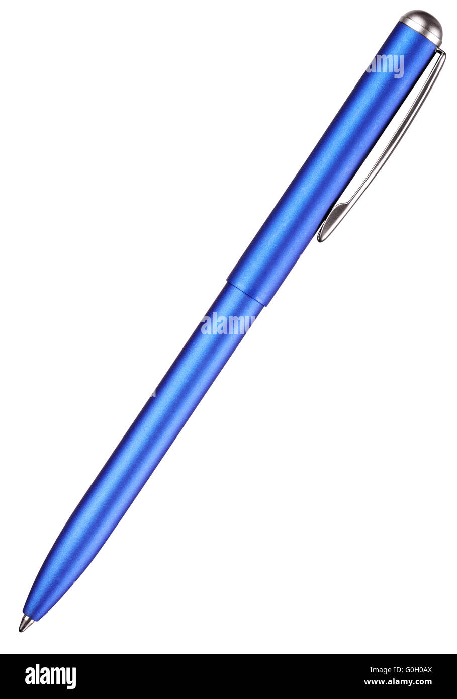 Blauer Kugelschreiber auf dem weißen Hintergrund isoliert Stockfoto