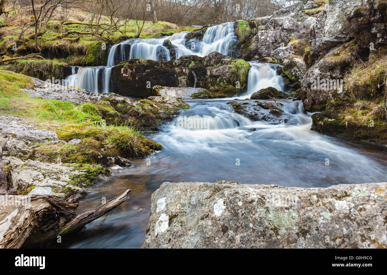 Wasserfall-Streifen in Wales Stockfoto