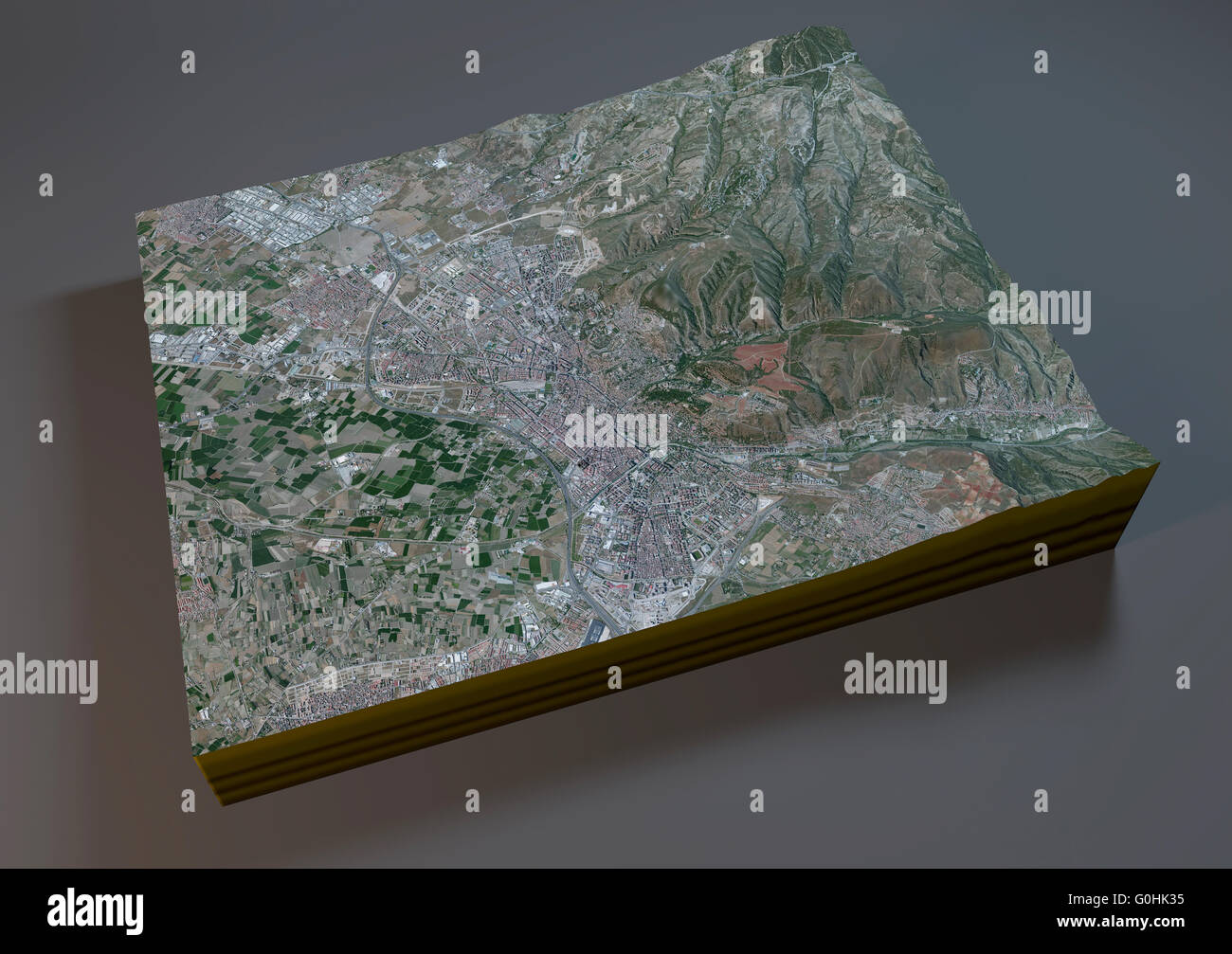 Granada Karte Satellitenansicht, Andalusien, Spanien Stockfoto