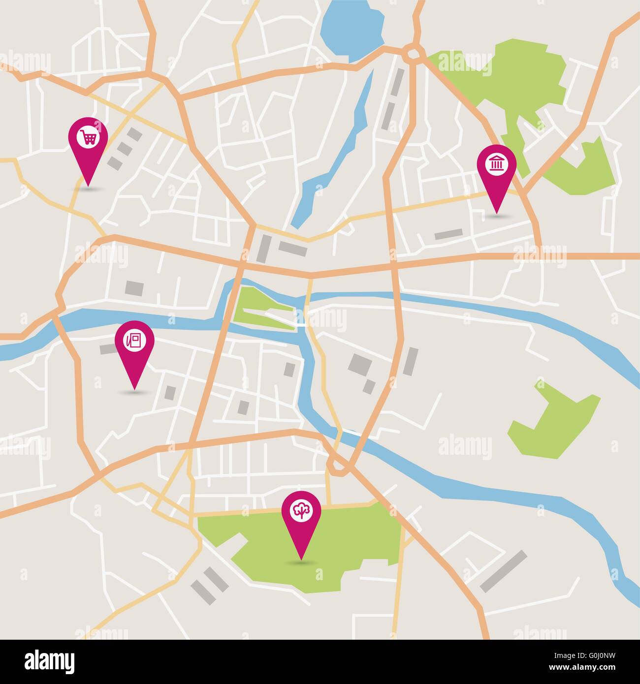 Vektor-Stadtplan Stock Vektor