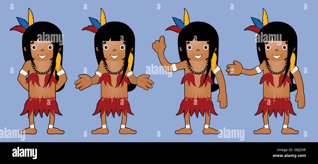 Brasilianische Frauen indische Vector Cartoon Posen Stock Vektor