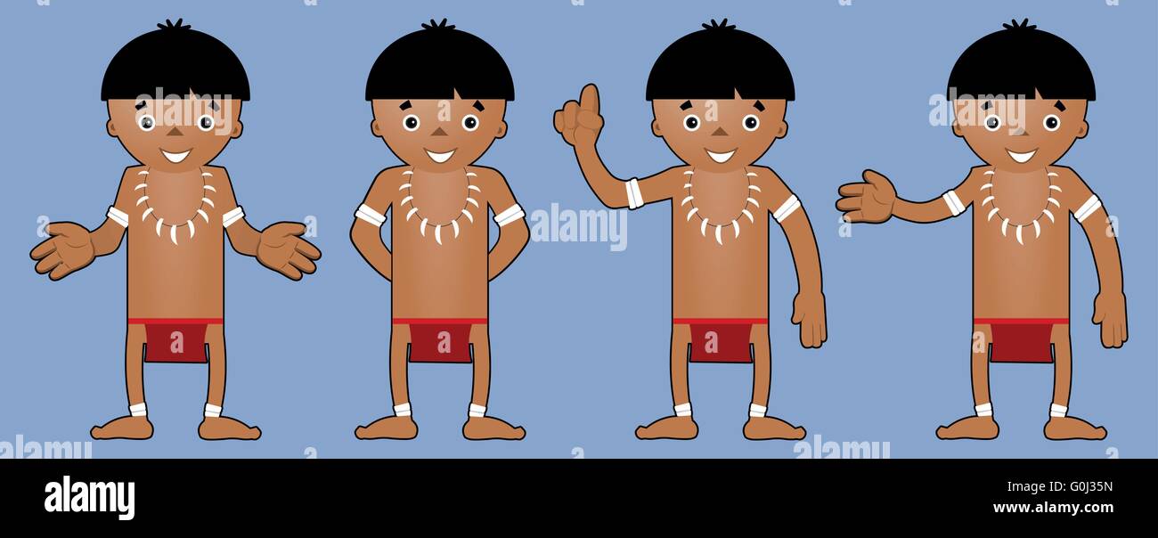 Brasilianische indische Vector Cartoon Posen Stock Vektor