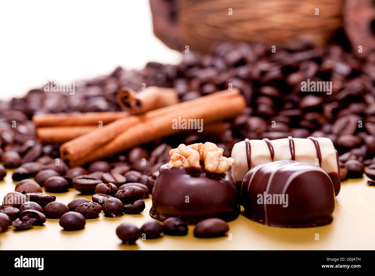 Sammlung von verschiedenen Pralinen truffels Stockfoto